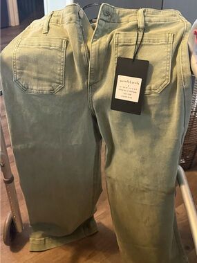 RISEN Olive Wide Leg Jeans - Women